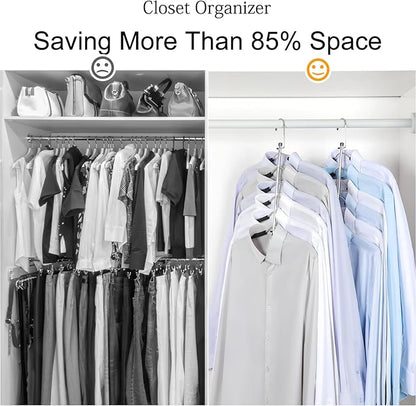 TOPIA HANGER Clothes Hanger Space Saving, 6 Tier Shirt Coat Hangers Space Saving No Bump Shoulder Hangers with No Slip Foam Padded Hangers Closet Organizers and Storage for Men and Women 2 Pack-CT64B