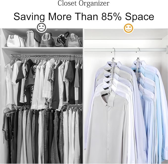 TOPIA HANGER Clothes Hanger Space Saving, 6 Tier Shirt Coat Hangers Space Saving No Bump Shoulder Hangers with No Slip Foam Padded Hangers Organizers and Storage for Men and Women 4 Pack-CT65B