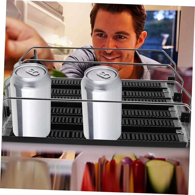 LIFKOME 3pcs Beverage Organizer for Refrigerator Self-pushing Drink Dispenser Soda Holder for Efficient Storage Kitchen Pantry Supermarkets