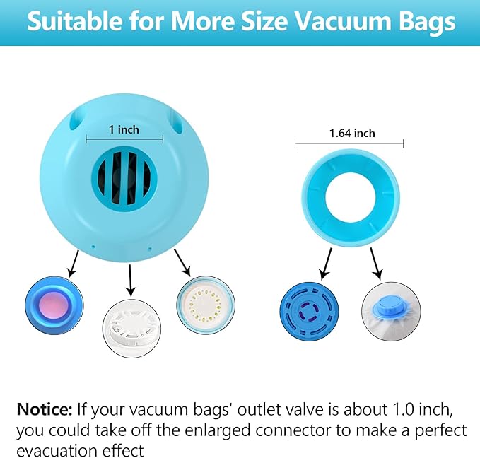 Electric Pump for Vacuum Storage Bag, Vacuum Seal Bags for Clothing Pump for Compression, Portable Vacpack Air Pump for Various Vacuum Bags for Travel Blue(Storage Bag Not Included)