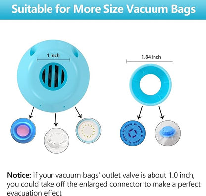 Electric Pump for Vacuum Storage Bag, Vacuum Seal Bags for Clothing Pump for Compression, Portable Vacpack Air Pump for Various Vacuum Bags for Travel Blue(Storage Bag Not Included)