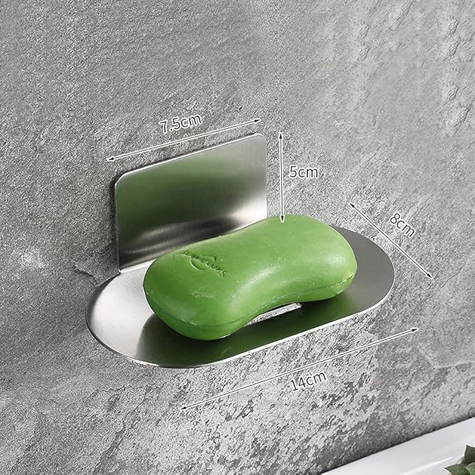 Adhesive Soap Holder, Bath Soap Dish for Shower, 304 Stainless Steel Wall Mounted Bar Soap Holder for Bathroom Kitchen- No Drilling (Brushed Nickel)