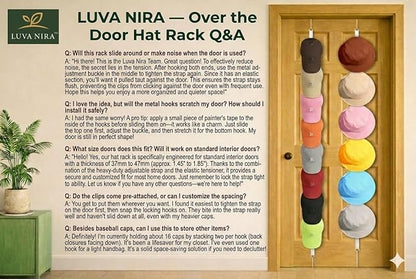 Over the Door Hat Rack for 32 Baseball Caps - 2 Pack Adjustable Baseball Hat Organizer, Heavy Duty Hat Holder for Door, Space-Saving Baseball Cap Storage & Hanging Display System