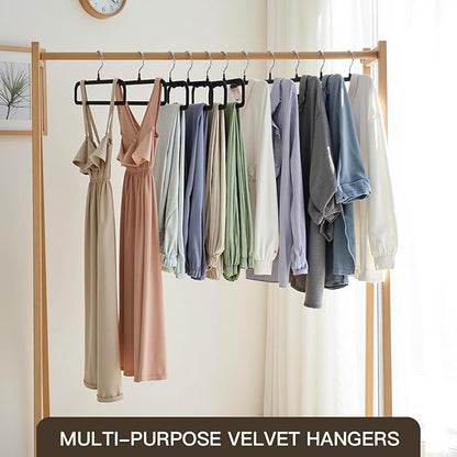 Pants Hangers 30 Pack Velvet Pant Hangers,Heavy Duty Velvet Hangers for Pants,Jeans,Scarf,Towels,Tank Top,Coat.Closet Organizers and Storage（Black）