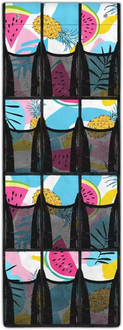 Watermelon Over Door Shoe Organizer Washable Behind the Door Storage with Pockets Scratch Resistant Hanging Rack for Shoes Snacks No Drill Door Hanger Organizer for Kitchen