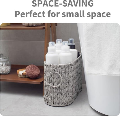GRANNY SAYS Toilet Paper Storage, Toilet Paper Basket for Bathroom, 6 Mega Rolls Organizer Free Standing, Wicker Basket for Bathroom Storage, Grey