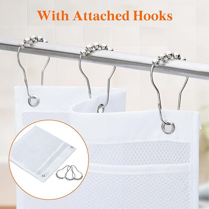 Lifewit Cruise Essentials Shower Caddy Must-Have, 9 Pockets Hanging Bathroom Organizer with Quick-Dry Mesh, Portable Shower Bag to Storage Soap, Shampoo, for RVing, Travel, Camping, White, 1 Pack
