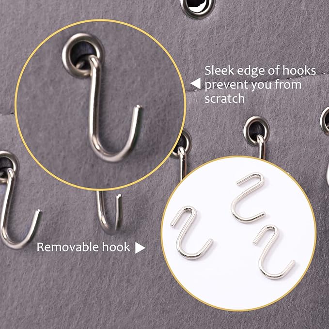 Hanging Jewelry Organizer Storage with 24 Hooks Wall Mounted Jewelry Display Hanging on Door Closet Necklace Holder for Bracelet Ring Chain-Patent Design(Gray)