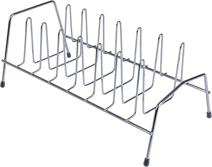Kitchen Details 8 Section Lid and Plate Organizer | Free Standing | Pot, Pan & Cutting Board Holder | Cabinet Pantry and Countertop Organization | Onyx