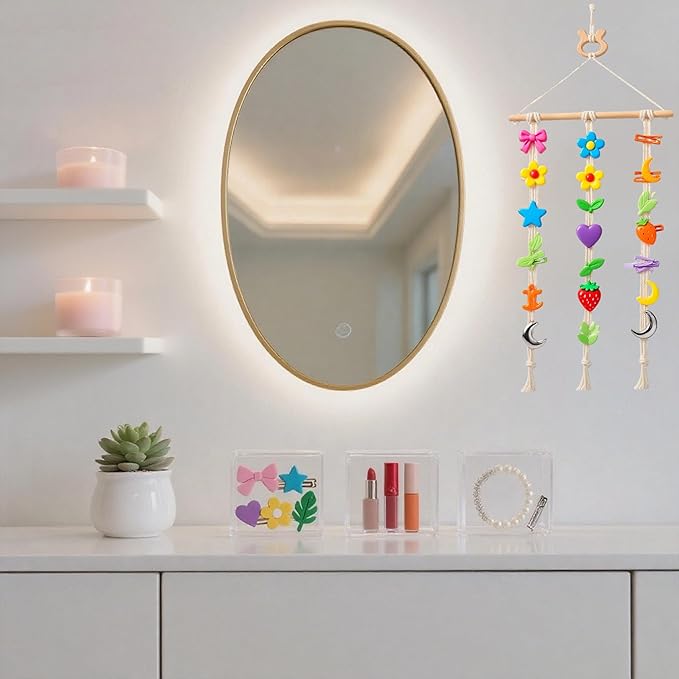 Macrame Hair Clips Organizer, Wall Hanging Hair Accessories Holder and Storage for Women and Girls, Claw Clip Hanger Home Decor