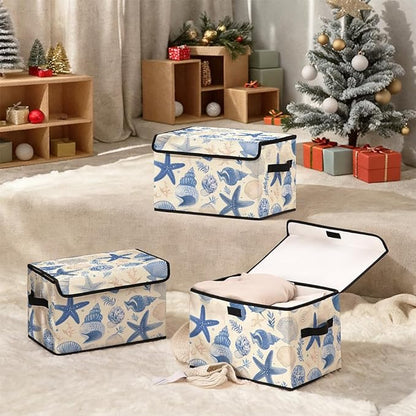 Stackable Clothes Storage Bins with Lids,Closet Organizers Fabric Cat Printing Box for Home and Office,Blanket Clothes Organizers,Under Bed Storage Containers 3 Pack.