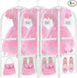Garment Bags for Dance Costumes - 40 Inch Clear PVC with 5 Zipper Pockets (3 Pack, White) - Kids Dance Garment Bag for Dancers, Hanging Clothes Storage, Competitions & Travel (‎Clear White)