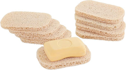 Snowkingdom 8 Pack Beige Soap Saver Holder for Bar Soap Draining Lift Pad 2.9" x 4.5" PVC Non-BPA Non Slip Durable