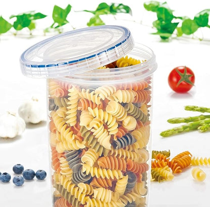LOCK & LOCK Easy Essentials Twist Food Storage lids/Airtight containers, BPA Free, Tall-44 oz-for Pasta, Clear