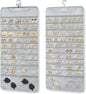 FOREGOER Hanging Jewelry Organizer with 88 Zippered Pockets, Dustproof Foldable for Travel, Accessories Organizer for Holding Jewelries, Earring Organizers and Storage ((Gray)