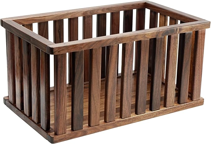 Extra Large Rectangular Solid Walnut Storage Basket, Natural Wood Storage Bins for Organizing, Wooden and Decorative for Organizing at Home 20 x 10 x 10 inches