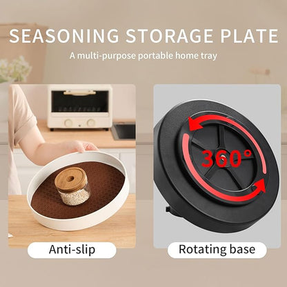 Non-Slip Rotating Lazy Susan Turntable, 360-Degree Swivel, Black with Textured Surface (Black, 12 inches)