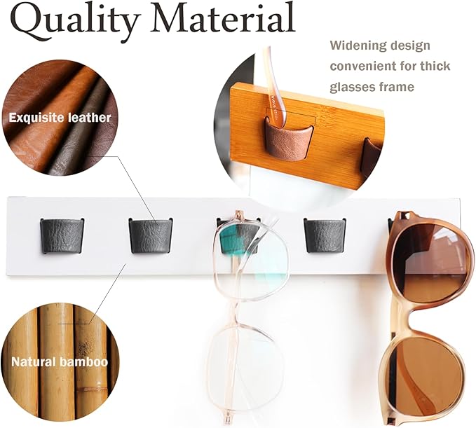 ACOCOFE Sunglass Organizer Glasses Holder,Wood Eyeglass Storage Holder,Sunglasses Rack Eyewear Display((White-black)