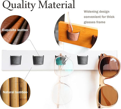 ACOCOFE Sunglass Organizer Glasses Holder,Wood Eyeglass Storage Holder,Sunglasses Rack Eyewear Display((White-black)