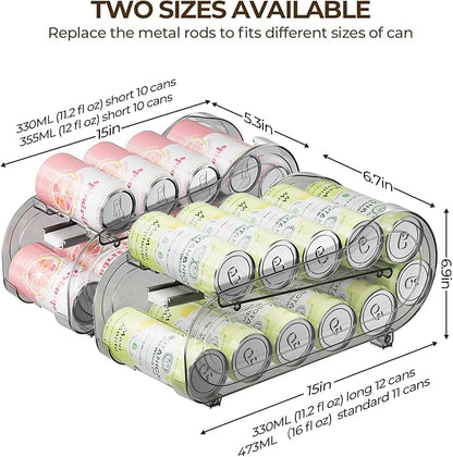 Drink Organizer for Fridge, Soda Can Organizer Dispenser for Refrigerator with Automatic Rolling,Organize Standard Size 11.15oz or 12oz Cans Drink,Save space for Fridge、Kitchen、countertop （2 pack）