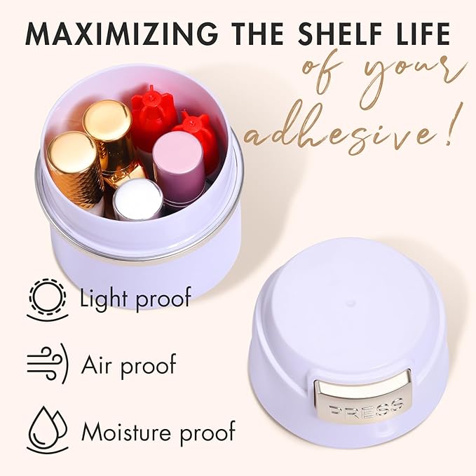 Eyelash Glue Storage Container Tank - Adhesive Jar Stand Makeup Case Cosmetic Storage Tank - White with Gold