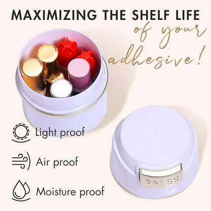 Eyelash Glue Storage Container Tank - Adhesive Jar Stand Makeup Case Cosmetic Storage Tank - White with Gold