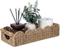 CubesLand Bathroom Basket Organizer w/Cut Out Handle, Back of Toilet Paper Storage Baskets Tray for Bathroom Countertop Decorative, Scalloped Wicker Basket Also for Home Decor, Living Room, Neutral