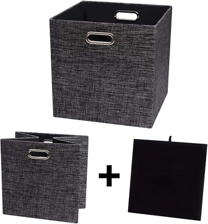 Posprica Fabric Storage Cubes,13×13×13 cube storage bins, Foldable Drawers Baskets Containers for Shelf Cabinet Bookcase,Thick and Heavy Duty (4pcs, Black)