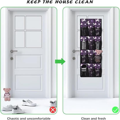 Purple Shoe Organizer Over The Door Mesh Fabric Door Hanger Organizer for Closet Lucky Horse Wall Hanging Storage Space Saving Panda Shoe Holder Hanger for Bathroom