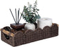 CubesLand Bathroom Basket Organizer w/Cut Out Handle, Back of Toilet Paper Storage Baskets Tray for Bathroom Countertop Decorative, Scalloped Wicker Basket Also for Home Decor, Living Room, Brown