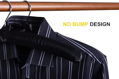 Amber Home 5 Pack Large Black Satin Padded Hangers, 17" Non-Slip Cushioned Hangers for Sweaters, Silk Dress, Wedding Dress, Bridal Gown, Cashmere