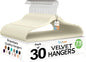 Techzoo Premium Velvet Hangers 30 Pack Ultra Thin Non Slip Adult Felt Space Saving Suit Hanger for Closet Heavy Duty Coat Pants Jackets Dress Hangers 360° Swivel Hook Hold Upto 10 lbs Ivory