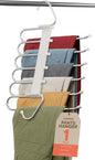Campior Space Saving Pants Hangers 1 Pack, 6 Layer Jeans Hangers and Closet Organizer for Jeans, Scarves, & Skirts, Multi-Layer Hanger with Anti-Slip Stopper, Heavy-Duty S-Type Stainless Steel, White