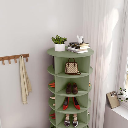 HomVent Rotating Shoe Rack, 6-Tier Spinning Shoe Rack Tower, Free Standing 360° Revolving Shoe Organizer Shoe Storage Shelf Hold Over 24 Pairs Shoes for Entryway Living Room