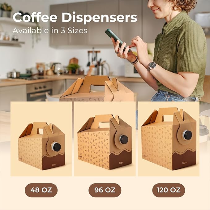 Fit Meal Prep 25 Pack 120 oz Disposable Coffee Dispensers with Handle, Insulated to Go Storage Container, Portable Coffee Box Cold Hot Drink Dispenser Bulk for Party, Catering, Office, Take Out