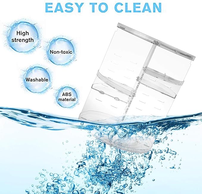 Rotating Makeup Organizer, DIY 8 Adjustable Layers 360 Spinning Skincare Organizer, Lazy Susan Rack Cosmetic Carousel Storage Shelf with Brush Holder for Vanity Bathroom Countertop,Clear