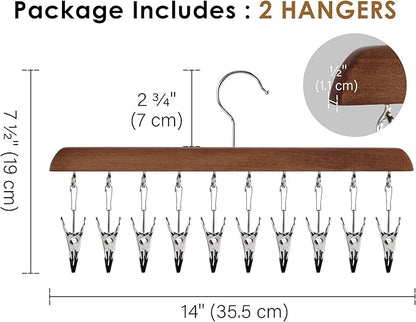 StorageWorks Hat Rack, Closet Organizer and Storage for Baseball Caps,Set of 2 with 10 Adjustable Stainless Steel Clips, Fits All Caps, Natural Walnut Color