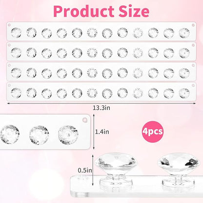 4Pcs Acrylic Necklace Holder Wall,Clear Necklace Hanger with 12 Hook for Girls Women,Easy Install Necklace Hanger Wall Mount Jewelry Organizer wall mount for Necklaces, Bracelets, Chains