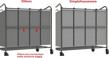 Simple Houseware 4-Bag Heavy Duty Laundry Sorter Rolling Cart, Dark Grey
