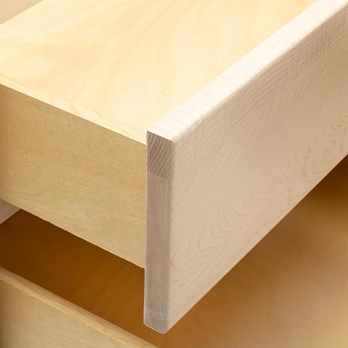 Quicklock RTA (Ready-to-Assemble) | Base Kitchen Cabinets - Shaker Style | Made in America (Raw Maple, 30" W x 34.5" H x 24" D 3 Drawer Pots and Pans)