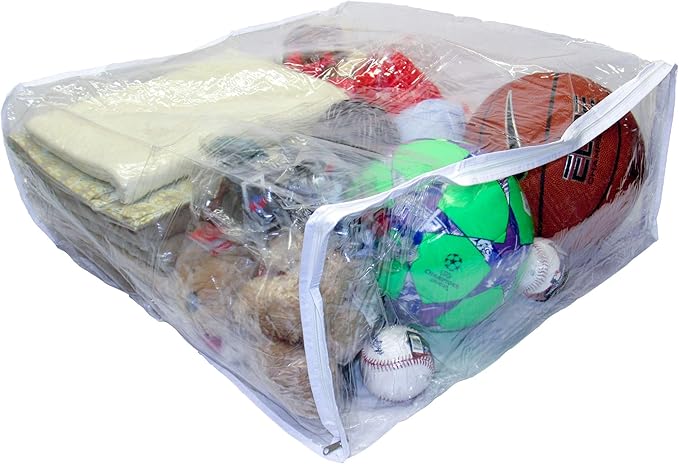 1-Pack Jumbo Heavy Duty Vinyl Zippered Square Storage Bags (Clear) for Sweaters, Blankets, Comforters, Bedding Sets and Much More! (23" x 23" x 10")
