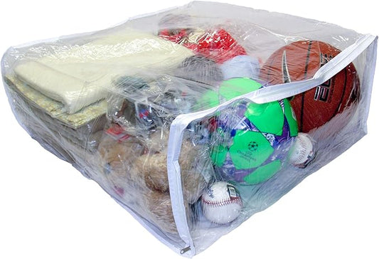 2-Pack Jumbo Heavy Duty Vinyl Zippered Square Storage Bags (Clear) for Sweaters, Blankets, Comforters, Bedding Sets and Much More! (23" x 23" x 10")