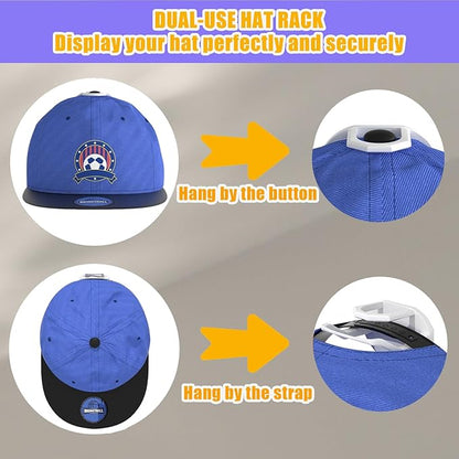 FAYYGYH 24 Pack Adhesive Hat Hooks for Wall, Strong Hat Rack for Baseball Caps, Minimalist Hat Rack Display for Home Decor, No Drilling, Hat Hold Hanger for Wall, Door, Closet (White)