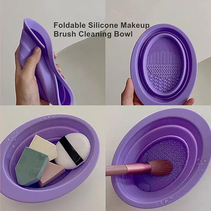 360 Rotating Makeup Brush Holder with Lid Clear Dustproof Make Up Organizers for Vanity Countertop Includes a Foldable Bowl for Cleaning Makeup Brush Transparent Dustproof(Beige)