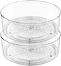 Lazy Susan Organizer, 2pcs 360 Degree Rotating Turntable Organizer, Round Plastic Clear Lazy Susan Turntable Food Storage Container for Kitchen, Fridge Organizer