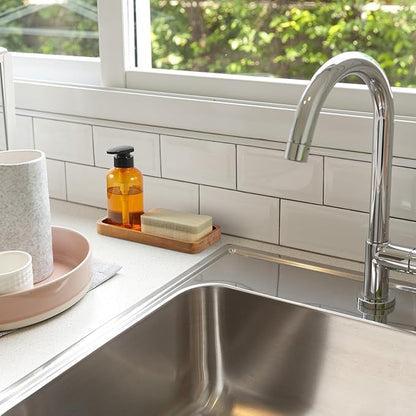 ALELION 8" Acacia Wood Bathroom Vanity Tray for Counter - Dresser Top Tray for Perfume Jewelry Candle Key Catchall - Small Kitchen Countertop Organizer for Soap Dispenser and Sponge Holder