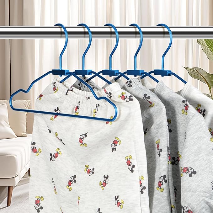 VWV Blue Aluminum Hangers, 20 Pack Baby Hanger，12.6 Inch Children Baby Hangers, Sturdy Metal Children Clothes Hangers for Wardrobe, Space-Saving Toddler Hanger