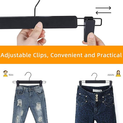 NORTHERN BROTHERS Pants Hangers, Black 50 Pack with Clips for Pants, Skirts, and Shorts - Plastic Bulk Hangers