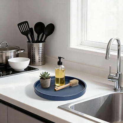 2 Pack 9" Bathroom and Vanity Tray, ABS Bathroom Counter Organizer, Coffee Table Decor for Perfume, Candles, Keys &More. Kitchen Countertop Organizer, Decorative Tray Soap Holder, Blue