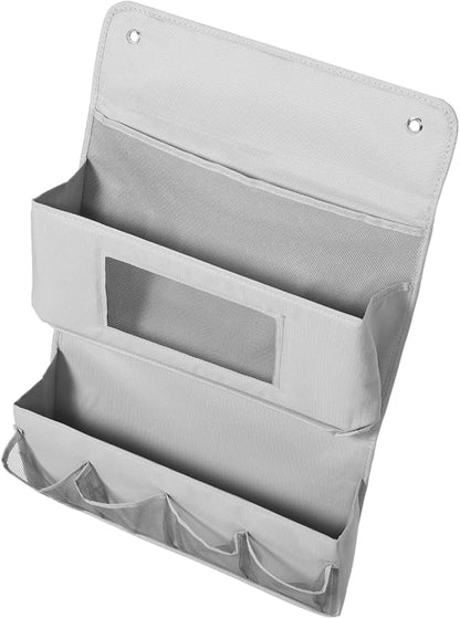 CHILDWEET Door Storage Organizer Bag 2-Layer Foldable Hanging Storage Pouch 40x65cm Grey Fabric No Tools Required for Home and Dorm Use